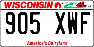 WI license plate 905XWF