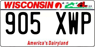 WI license plate 905XWP