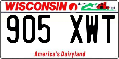 WI license plate 905XWT