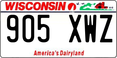 WI license plate 905XWZ