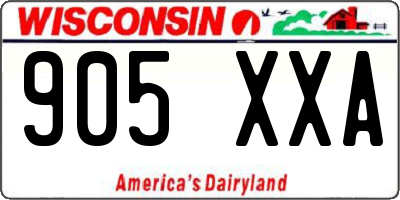 WI license plate 905XXA