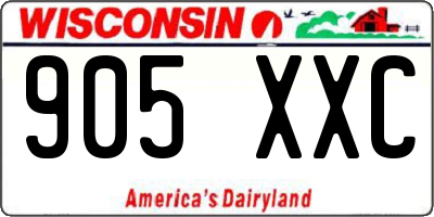 WI license plate 905XXC