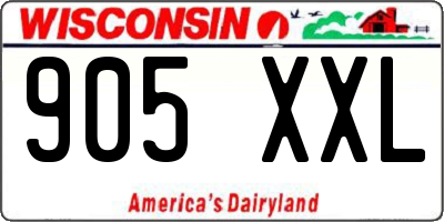 WI license plate 905XXL