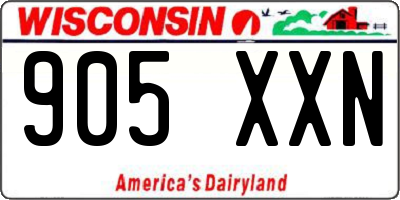 WI license plate 905XXN