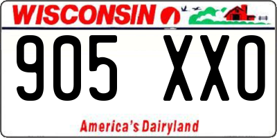 WI license plate 905XXO