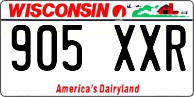 WI license plate 905XXR
