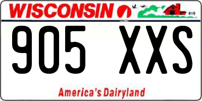 WI license plate 905XXS