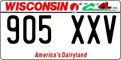 WI license plate 905XXV