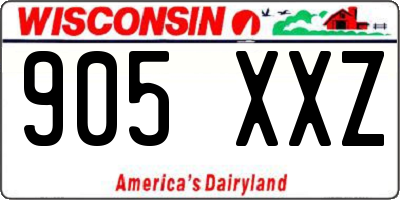 WI license plate 905XXZ