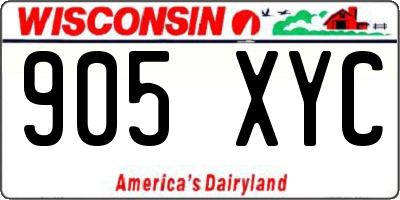 WI license plate 905XYC