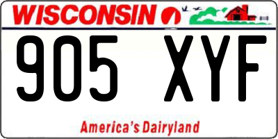 WI license plate 905XYF