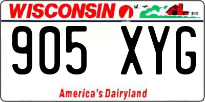 WI license plate 905XYG