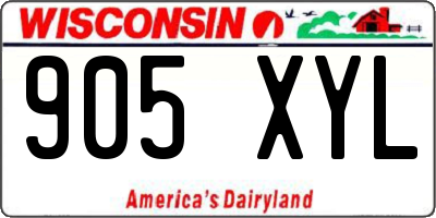WI license plate 905XYL