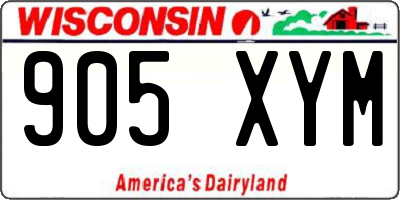 WI license plate 905XYM