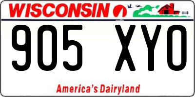 WI license plate 905XYO