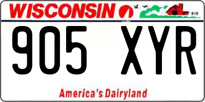 WI license plate 905XYR