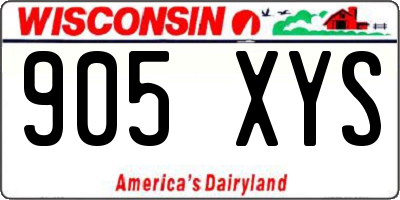 WI license plate 905XYS