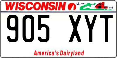 WI license plate 905XYT