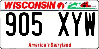 WI license plate 905XYW