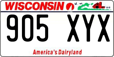 WI license plate 905XYX