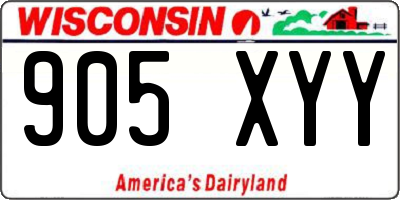WI license plate 905XYY