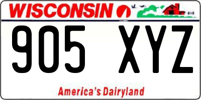 WI license plate 905XYZ