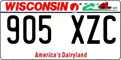 WI license plate 905XZC