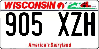 WI license plate 905XZH