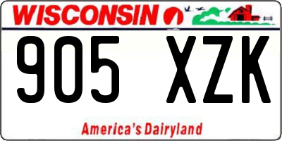 WI license plate 905XZK