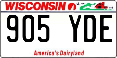 WI license plate 905YDE