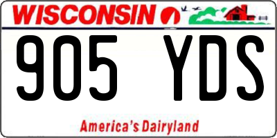 WI license plate 905YDS