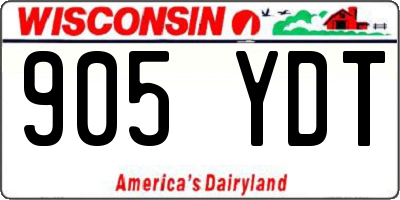 WI license plate 905YDT