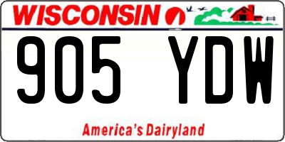 WI license plate 905YDW