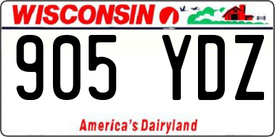 WI license plate 905YDZ