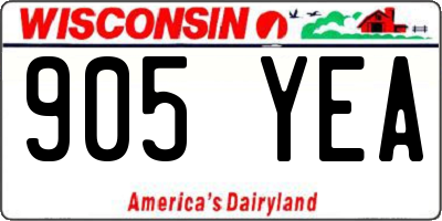 WI license plate 905YEA