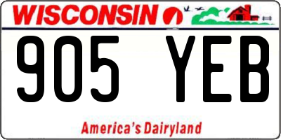 WI license plate 905YEB