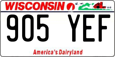 WI license plate 905YEF