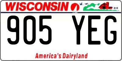 WI license plate 905YEG
