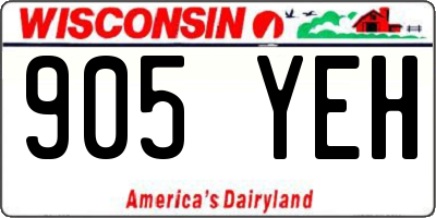 WI license plate 905YEH
