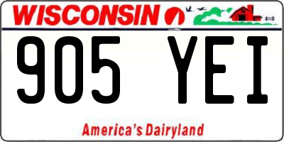 WI license plate 905YEI