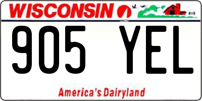 WI license plate 905YEL
