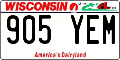 WI license plate 905YEM