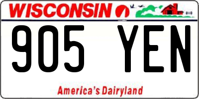 WI license plate 905YEN