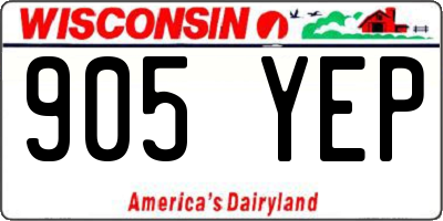 WI license plate 905YEP