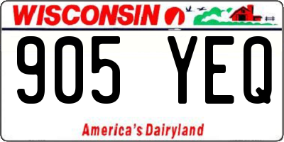 WI license plate 905YEQ