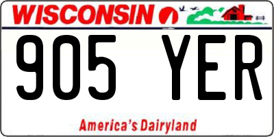 WI license plate 905YER