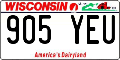 WI license plate 905YEU