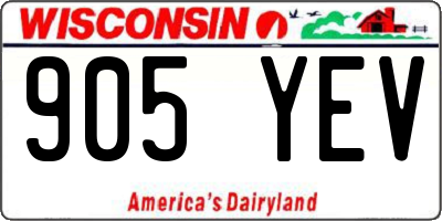 WI license plate 905YEV