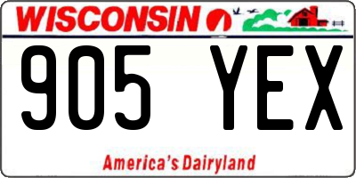 WI license plate 905YEX