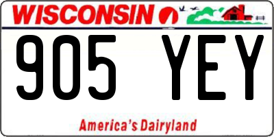 WI license plate 905YEY